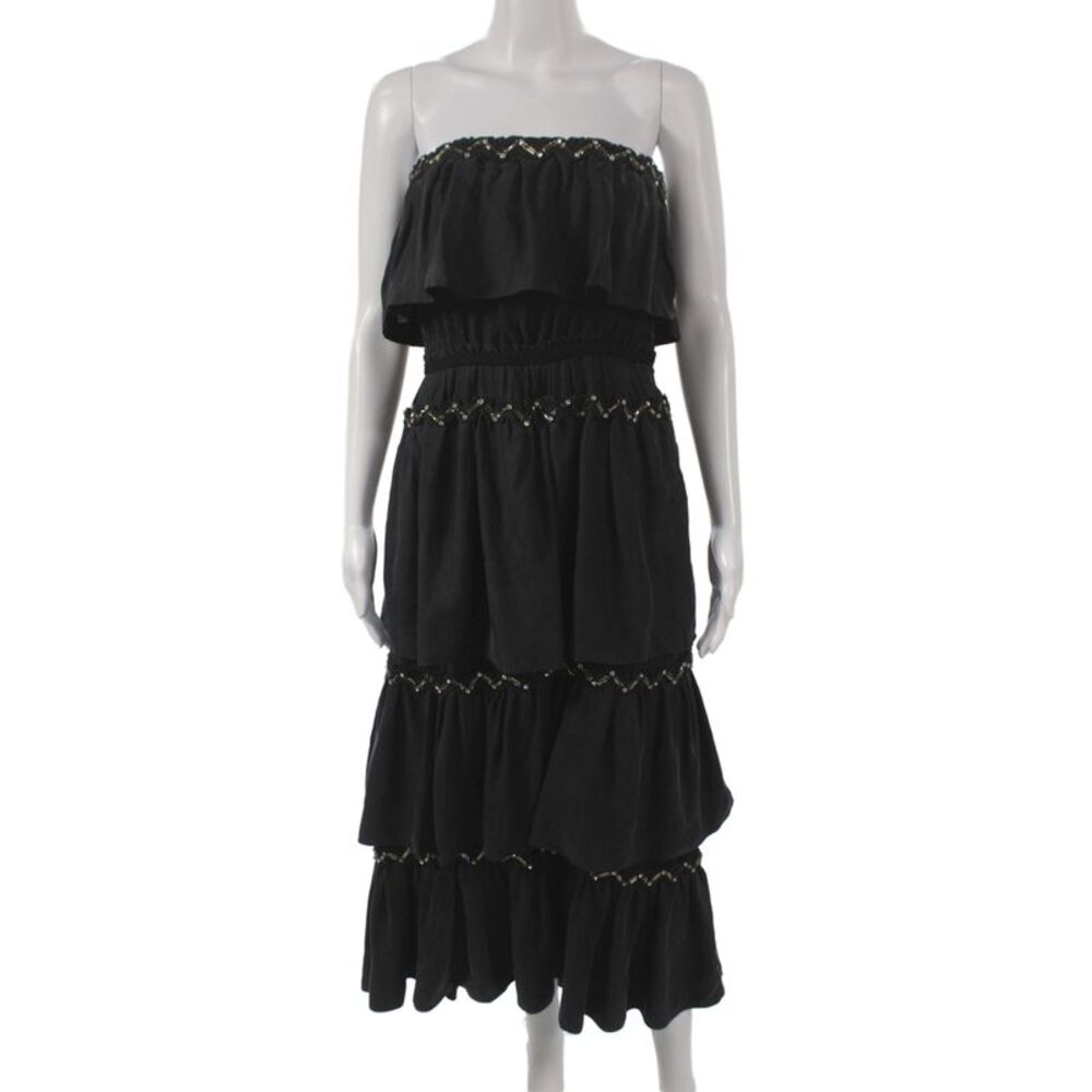 Sonia Rykiel Womens Maxi Dress Off Shoulder Black Zip Mid Calf Size 38
